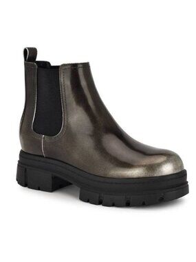Nine West Kimma Womens Ankle Boots Pewter Black Size 9 NEW